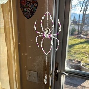 Beaded Spider Suncatcher with Crystal Accents.